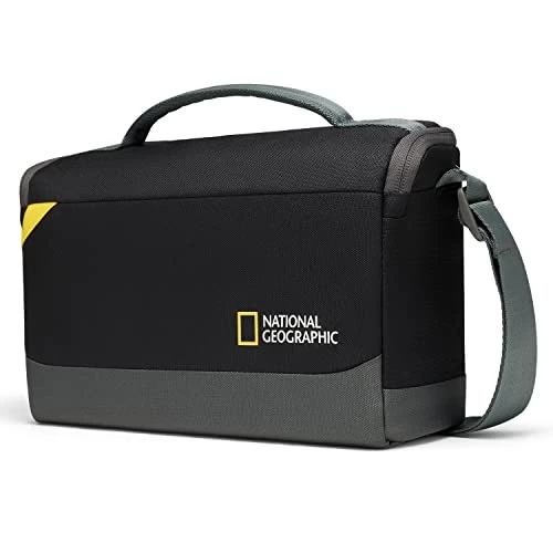 National Geographic Sac à Bandoulière (M) pour Appareil Photo Reflex Numérique et Hybride avec Objectifs et Accessoires, Compartiment Tablette, Sangle Réglable, NG E1 2370, Noir [Exclusivité Amazon]