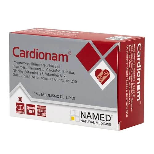 NAMED Cardionam Integratore Alimentare per Metabolismo del Colesterolo e dei Lipidi | Integratori a base di Riso Rosso Fermentato, Carciofo, Coenzima Q10, Vitamine B6, B12, Acido Folico | 30 Compresse