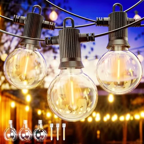 Offerta a tempo: ZOTOYI Catena Luminosa Esterno, 45M Catene Luminose da Esterno Impermeabile IP65, 73+3 G40 LED Plastica Lampadine, Warmweiß 2700K Luci da Esterno Giardino per GiardinoTerrazza Natale Festa - 25% da 105.99 € a 79.49 €