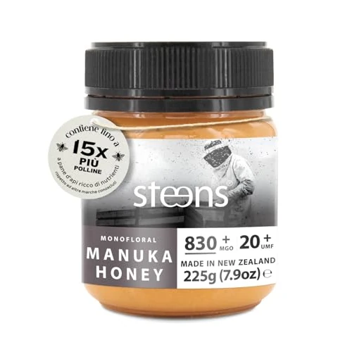 Offre limitée : Steens Miel de Manuka - MGO 830+ - 100% certifié Miel Manuka cru pur UMF 20+ - Mis en pot et scellé en Nouvelle-Zélande - Manuka Honey 225 g de 65.90 € à 59.90 € (9% de remise)