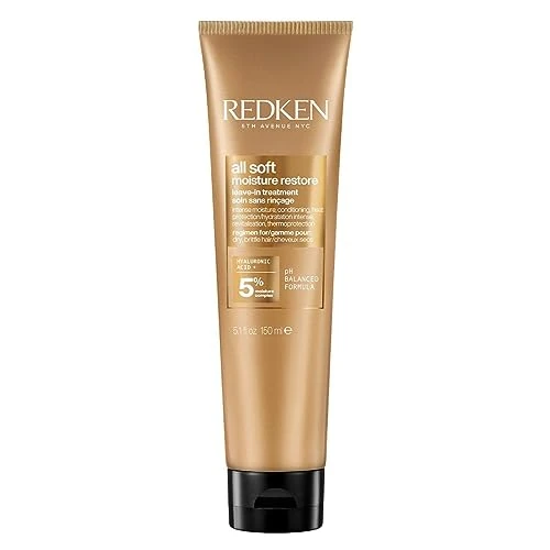 Zeitlich begrenztes Angebot: Redken Haarmaske mit Hyaluron für trockenes Haar, Anti-Frizz und Hitzeschutz bis 230° C, All Soft Moisture Restore Leave-In Maske, 1 x 150 ml von 22.54 € auf 22.54 € (0.00% Rabatt)