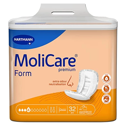 Molicare Forma premium 4 gotas para incontinencia ligera: máxima seguridad, protección adicional contra fugas y discreción para mujeres y hombres, para usar con Molicare Premium Fixpants, 32 unidades