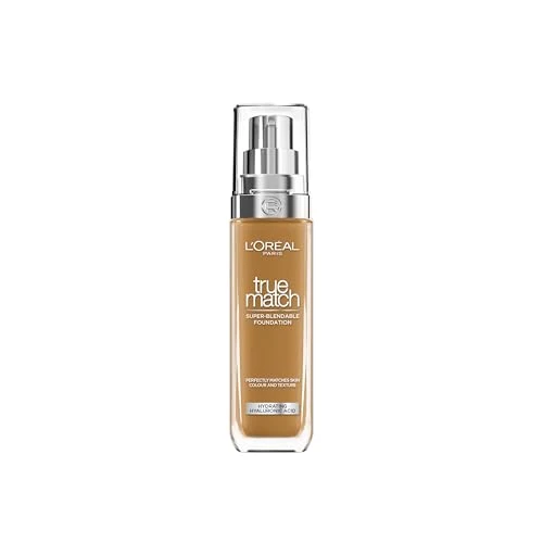 Fond de teint liquide L'Oréal Paris, teint uniforme et éclairé, finition naturelle, pour tous les types de peau, formule avec acide hyaluronique, Accord Parfait. Tonalité : 8.5N Pecan, 30 ml.