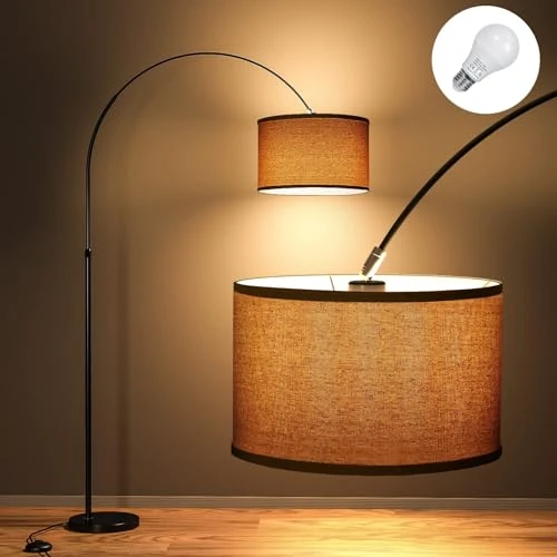 Offre limitée : 165-180 cm Lampadaire Classique JASMIN |Comprend une ampoule LED E27 9W 3000K, Commutateur au pied, Abat-jour en lin beige, lampadaire à arc rétro adapté au salon, à la chambre, au bureau de 79.99 EUR à 79.99 EUR (remise 0%)