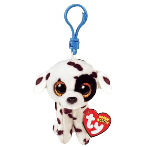 Ty Bague Porte-clés Beanie Boos Clips-Chien Dalmatiens-Luther-Blanc et Noir-avec Yeux Dorés Glitter-La Peluche aux Yeux Grands Paillettes - 12 Cm-35254, Multicolore, T35254