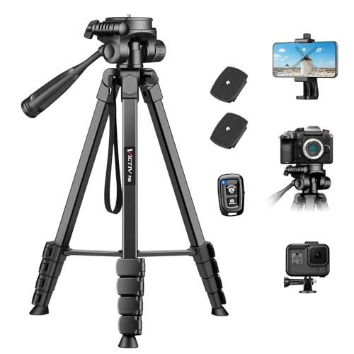 Zeitlich begrenztes Angebot: Victiv Neues Kamera Handy Stativ, 172cm Tragbares & Leichtes Camera Tripod | Aluminium Dreibein Stativ mit Abnehmbar 3-Wege-Kopf für DSLR Canon Nikon Sony Action Kamera, Fotostativ für iPhone Smartphone von 32.99 € auf 32.99 €