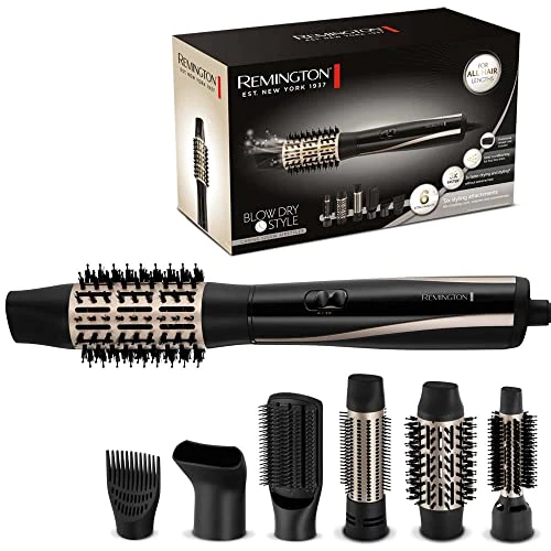 Offerta a tempo: Remington Spazzola ad Aria Calda - 6 accessori: Spazzola Rotonda da 25,38,50 mm, Bocchetta Styling, Spazzola piatta, Booster Attaccatura Capelli - 1200W, Ricci, Volume e Stile Liscio, AS7700 - 31% da 72.00 € a 49.90 €