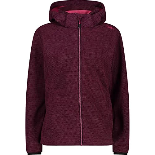 CMP Giacca in Softshell da Donna con Cappuccio Removibile, Amaranto-Nero, 42