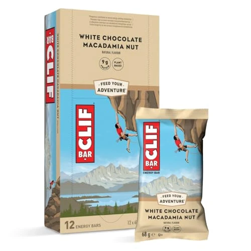 CLIF BAR | Barretta Energetica - Barretta Proteica | White Chocolate Macadmia Nut | Proteine Vegetali | 12 x 68 g