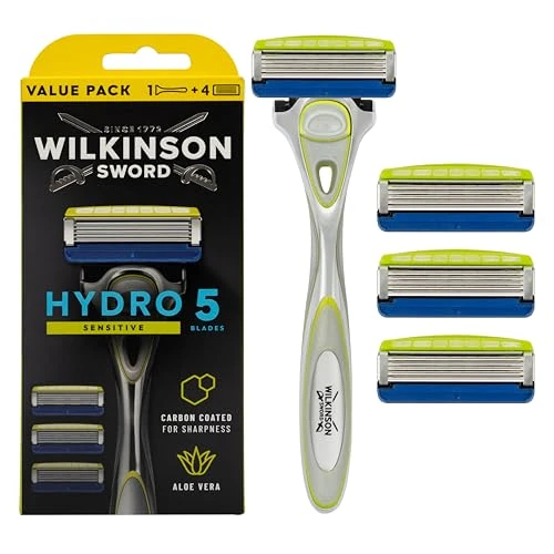 Offerta a tempo: Wilkinson Sword - Hydro5 Skin Protection Sensitive - Confezione speciale - Confezione con 1 manico e 4 lame di ricarica - 33% da 14.99 € a 10.01 €