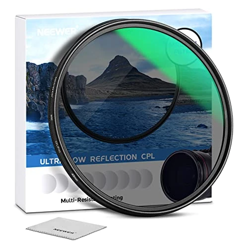 Offerta a tempo: NEEWER Filtro CPL da 49mm, Filtro Polarizzatore Circolare Ultra Sottile con Rivestimento Nano Multi Resistente a 30 Strati, Riduce Riflessi e Abbaggliamenti, Aumenta Contrasto, Vetro Ottico HD - 0.00% da 24.49 € a 24.49 €