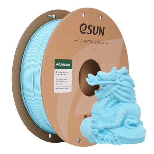 eSUN Actualizado PLA Mate Filamento 1.75mm, Impresora 3D Filamento PLA Mate, Color Sin Brillo, Textura Esmerilada, 1KG Carrete (2.2 LBS) para Filamento de Impresión 3D, Azul Claro Mate