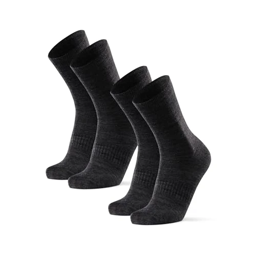 DANISH ENDURANCE Merino Liner Wandersocken, Unterziehsocken, Anti-Blasen Socken, Unisex, für Herren & Damen, 2 Paar, Grau, 35-38