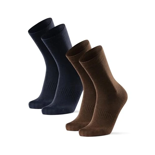 DANISH ENDURANCE Merino Liner Wandersocken, Unterziehsocken, Anti-Blasen Socken, Unisex, für Herren & Damen, 2 Paar, Mehrfarbig (1x Blau, 1x Braun), 39-42