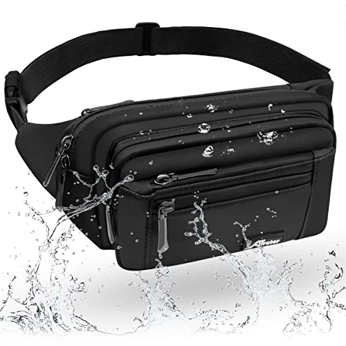 Oferta limitada: HNOOM Riñonera Resistente al Agua con 5 Bolsillos con Cremallera para Hombre Mujer, Bolsa de Cinturón Moda Grande con Cinturón Ajustable para Viaje, Senderismo, Correr, Entrenamiento (Negro-1) de 22.99 € a 22.99 € (ahorro 0.00%)