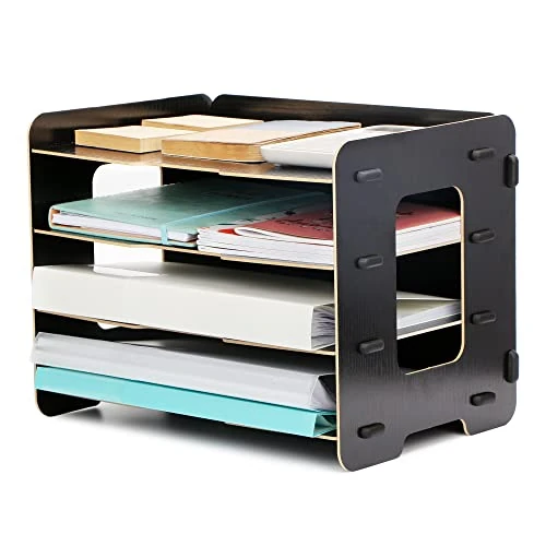 Tijdelijke aanbieding: EXERZ Houten vijl organisator 4 lagen voor bureau netjes, kantoorbenodigdheden, documenthouder, studentenhuiswerk, schoolwerk, notitieboekje, brieven en tijdschriftopslag, stationair van 16.99 EUR naar 16.99 EUR (korting 0%)