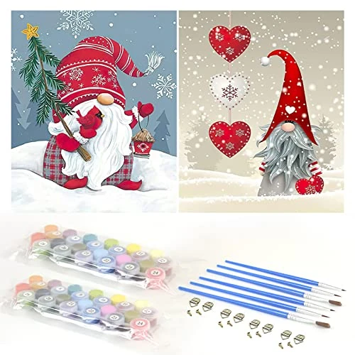 Offerta a tempo: Komicea Dipingere con i Numeri Adulti, 2 Pezzi Paint by Numbers, Pittura a Olio Kit Bambini Principianti con Vernice e Pennello per Decorazioni Casa Regalo (Babbo Natale, 40 * 50cm) — 20% da 12,99 € a 10,39 €