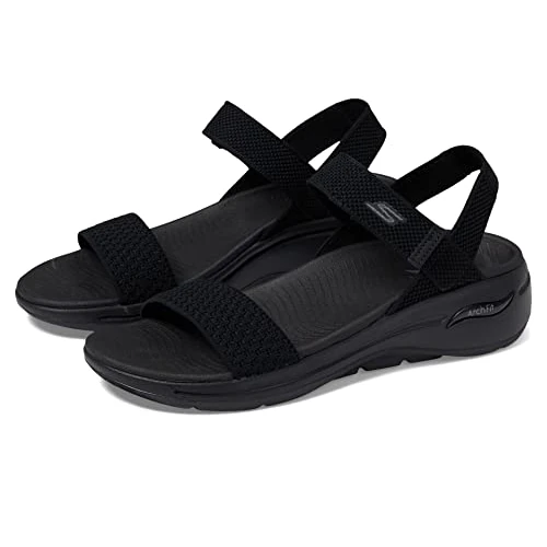 Offerta a tempo: Skechers Go Walk Arch Fit Sandal Polished, Sandali Donna, Tessuto Nero, 40 EU - 10% da 69.95 € a 62.72 €