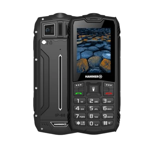 Offerta a tempo: Hammer H Basalt 2,4" Cellulare robusto IP68 IK05 Dual Free SIM 2000 mAh Outdoor Cellulare senza contratto, display a colori da 2,8", robusto, Mega batteria 1800 mAh, impermeabile (IP68), Nero - 0.00% da 55.02 € a 55.02 €