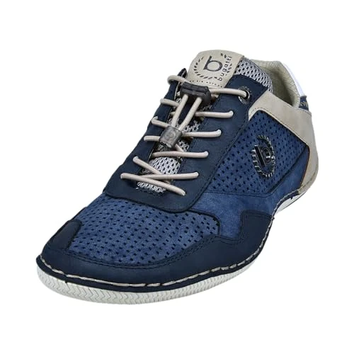 Tijdelijke aanbieding: bugatti heren Casual sneakers met flexibele zool, veterschoenen met traagschuim, elastische schoenveters, Donkerblauw Blauw, 42 EU van 59.90 € naar 59.90 € (0.00% korting)