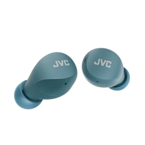 Offerta a tempo: JVC, Cuffie Bluetooth HA-Z66T, Bluetooth 5.1, Resistenti agli Schizzi IPX4, Dimensioni Ridotte, Cuffie Wireless con Batteria Fino a 23 ore, Accensione/Spegnimento Automatico, Azzurro - 43% da 34.99 € a 19.90 €