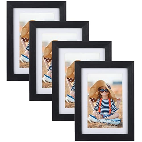 Offre limitée : EXYGLO Cadre Photo Noir 10x15 cm Lot de 4 avec Passe-Partout, 13x18 cm sans Passe-Partout, Cadre Photo Mural et à Poser pour Chambre, Bureau, Salon et Gallerie de 18.99 € à 19.42 € (-2.26% de remise)