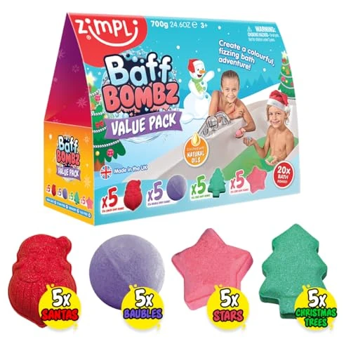 Offre limitée : ZIMPLI - 12 Bombe da Bagno Natalizie, Riempi Calze per Bambini, Fizzers da Bagno, Regali di Natale per Bambini e Bambine, Biologiche, Idratanti, Vegan Friendly e Cruelty Free de 12.99 EUR à 12.99 EUR (remise 0%)