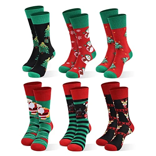 Offerta a tempo: Moonlight Manor Calze di Natale per gli uomini, 6 Pack Mens Calze di Natale, Calze di Natale IT Taglia 37-46 — 29% da 16,99 € a 11,99 €
