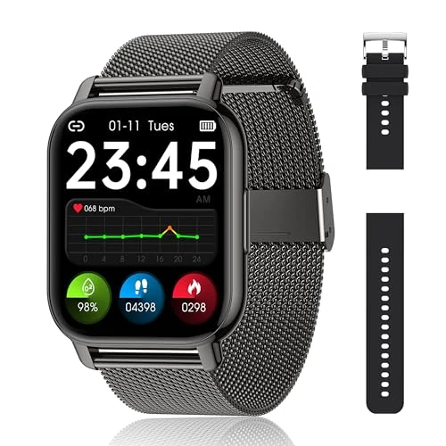 Offerta a tempo: Popglory Smartwatch Uomo Donna Chiamate e Whatsapp, AI Orologio Contapassi 100+ Sports, Assistente, Salute 24/7, Pressione Sanguigna, Cardiofrequenzimetro, SpO2 Sonno, 2 Cinturini per Android iOS - 0.00% da 49.99 € a 49.99 €