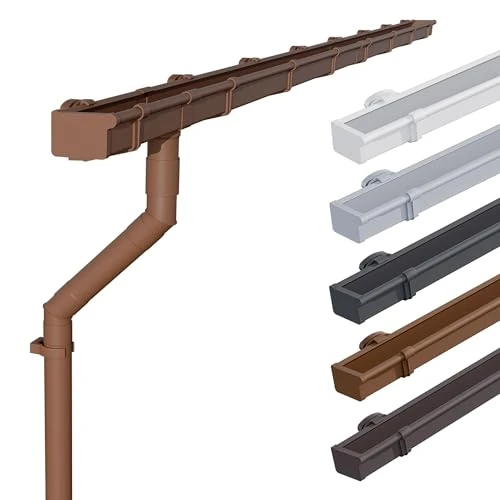 Offerta a tempo: INEFA Grondaia in plastica, kit grondaia rettangolare 68mm, 3m Marrone - 0.00% da 119.90 € a 119.90 €
