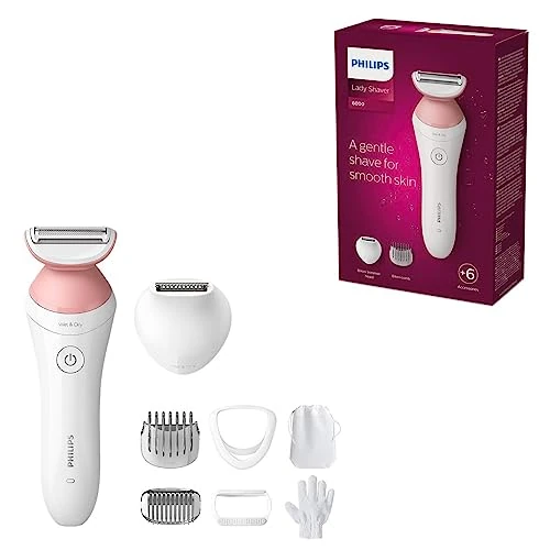 Offerta a tempo: Rasoio da donna Philips Serie 6000 - Rasoio cordless con 6 accessori inclusi Guanto esfoliante — 40% da 64,99 € a 39,00 €
