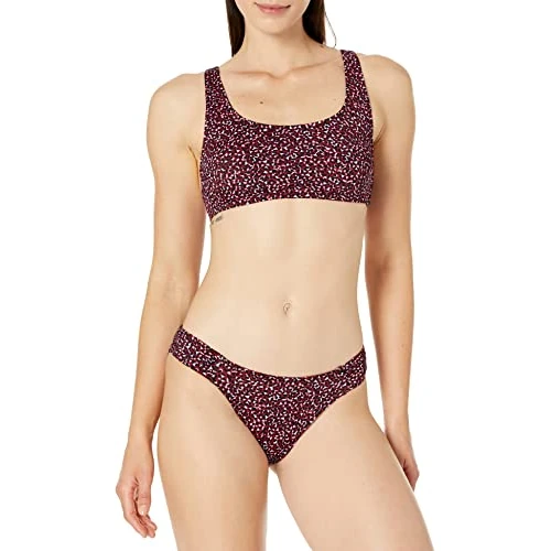 Limited-time offer: Amazon Essentials Women's Scoop Neck Swim Crop Top, Brick Red Leopard, 12 from 13.20 £ to 13.20 £ (save 0.00%)