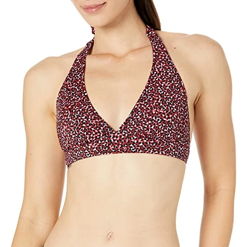 Offerta a tempo: Amazon Essentials Costume da Bagno Bikini con Allacciatura al Collo e Supporto Leggero (Disponibile per Taglie Forti) Donna, Rosso Mattone Leopardata, 46 - 49% da 18.80 € a 9.50 €