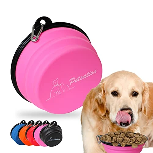 Offerta a tempo: PETSATION – Ciotola pieghevole per cani [Originale] – Ciotola da viaggio, mangiatoia e abbeveratoio – ideale per viaggio, passeggiate e uso quotidiano (Rosa, 2 x 1000 ml) - 0.00% da 21.94 € a 21.94 €