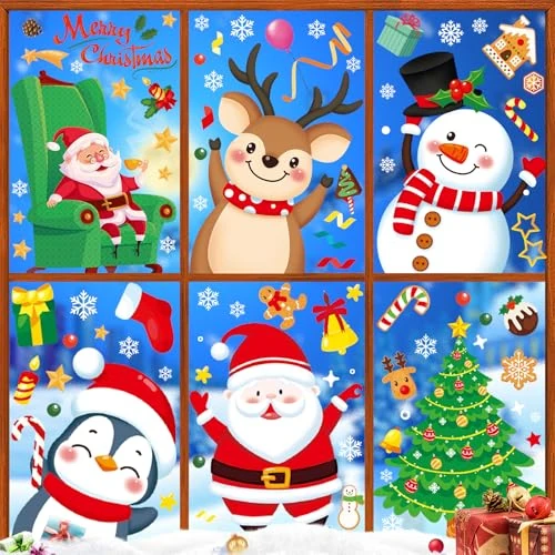 Offerta a tempo: COZII Vetrofanie Natalizie per Finestre - 9 Fogli Adesivi Natalizi per Finestre, Addobbi Natalizi Riutilizzabili, PVC Adesivi Statici Rimovibile, Festa Natale Decorazioni - 21% da 6.99 € a 5.49 €