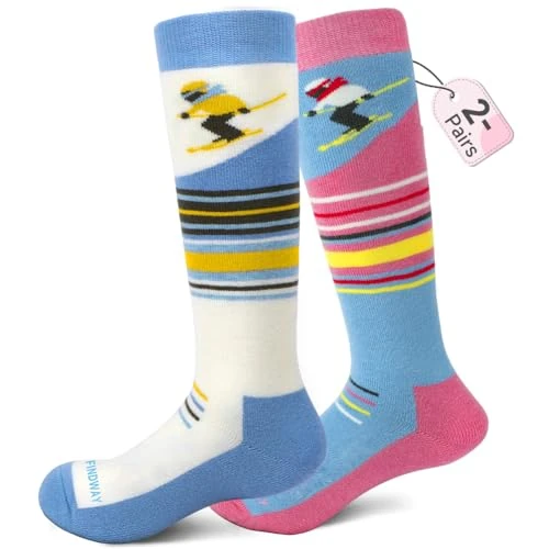 Tijdelijke aanbieding: Findway Kinder Skisokken, Kinder Thermische Sokken Merino Wol Kniehoge Warme Sokken Jongens Meisjes Sneeuwsokken Zacht Ademend Warm Dikke Outdoor Lange Skisokken voor Skiën Schaatsen Snowboarden van 27.99 EUR naar 27.99 EUR (korting 0%)