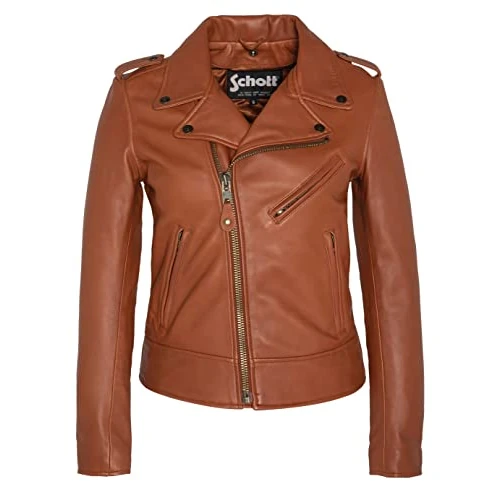 Schott NYC Damen LCW1601D Blousson, Cognac, M