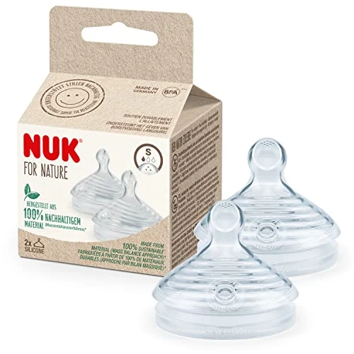 Limited offer: NUK for Nature Replacement Baby Bottle Teats | Small (0-6 Months) | Breast-Like Silicone with Anti Colic Vent | Sustainable, BPA-Free Materials | 2 Count from 9.84 EUR to 9.84 EUR (save 0%)