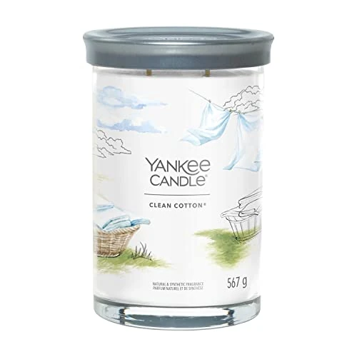 Offerta a tempo: Yankee Candle Signature candela profumata | Cotone pulito in tumbler grande | Candele di miscela di cera di soia lunga durata | regalo perfetto per le donne - 43% da 36.90 € a 21.19 €
