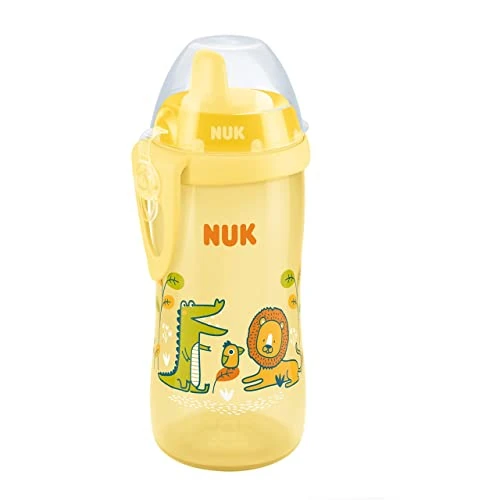 Offerta a tempo: NUK First Choice Kiddy Cup 10255670 - Tazza per imparare a bere, 12 mesi, a prova di perdite, resistente ai morsi, clip e tappo protettivo, 300 ml, senza BPA, coccodrillo (giallo) - 0.00% da 10.57 € a 10.57 €