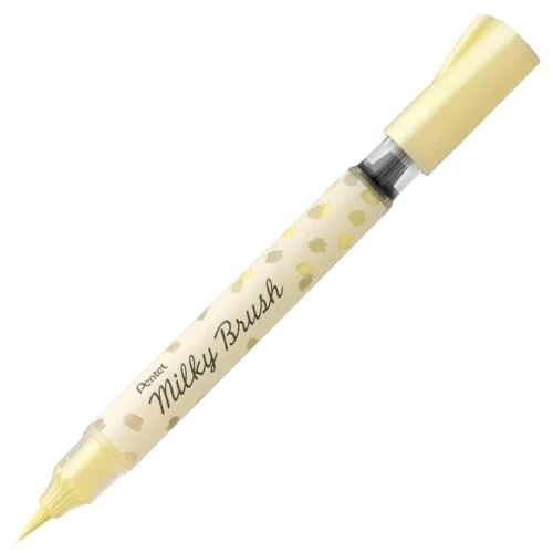 Pentel XGFH-P Milky Brush pennello con inchiostro a colori pastello, giallo, 1 pz