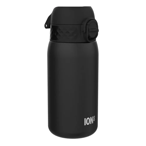 Limited-time offer: Ion8 Lightweight Steel Kids Water Bottle, 400ml/13oz, Non-Insulated, Leak Proof, Easy to Open, Secure Lock, Dishwasher Safe, Fits Cup Holders, Carry Handle, Metal Water Bottle, Black from 12.99 GBP to 10.39 GBP (save 20%)