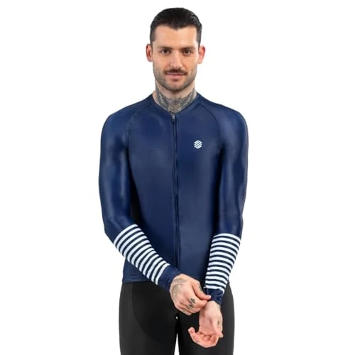 Offerta a tempo: SIROKO - Maglia da Ciclismo a Maniche Lunghe M2 Alpine - L - Blu Navy/Bianco - 54% da 49.95 € a 23.20 €