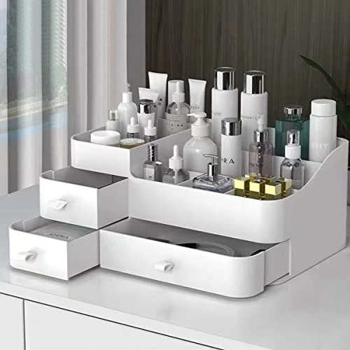 Oferta limitada: Queta Blanco Organizador de Maquillaje, se Adapta a Joyas, cepillos, Barras de Labios y cremas, Almacenamiento de Cosméticos con con 3 cajones y 8 cuadrículas de 24.89 € a 24.89 € (ahorro 0.00%)