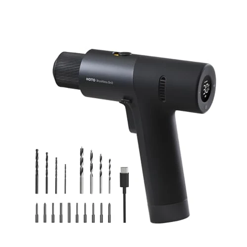 HOTO Wiertarko-wkrętarka akumulatorowa 12 V, wiertarko-wkrętarka akumulatorowa 30 Nm maks. moment obrotowy na 30 stopniach, 1400 obr./min, wiertarka akumulatorowa, zestaw z wyświetlaczem LED,