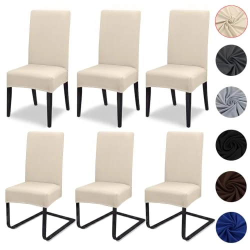 Offerta a tempo: Meision Coprisedie con Schienale 6 Pezzi Coprisedie Elasticizzato Soggiorno Cucina Lavabile Estraibile Misura Universale Resistente Moderna Coprisedia per Casa Décor, Hotel - Festa, Beige - 0.00% da 35.99 € a 35.99 €