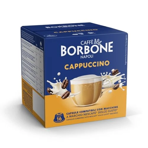 64 Capsules Caffe Borbone Compatible with Nescafe Dolce Gusto Cappuccione Drink with Cappuccino Flavour