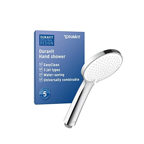 Duravit uniwersalna słuchawka prysznicowa z 3 rodzajami strumienia (deszcz, Intense Rain, Soft Rain), okrągła słuchawka prysznicowa (Ø 110 mm), z funkcją oszczędzania wody MinusFlow, łatwa do