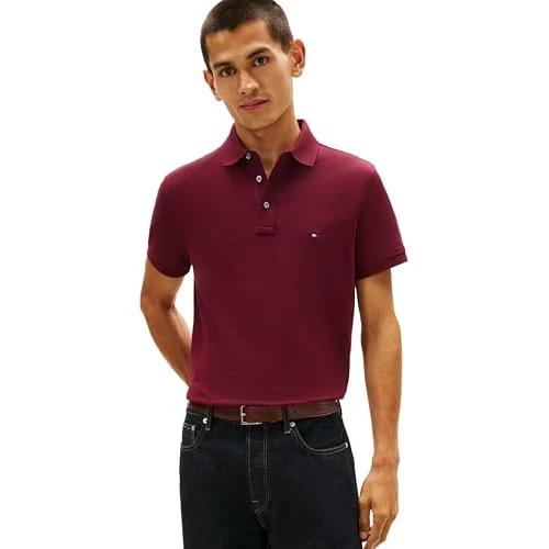 Offerta a tempo: Tommy Hilfiger Uomo Maglietta Polo Maniche Corte 1985 Slim Fit, Rosso (Deep Rouge), M - 6% da 67.99 € a 63.99 €