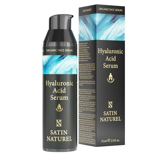 Satin Naturel Sérum Visage Homme 75ml – Acide Hyaluronique, Aloe Vera & Spiruline – Hydratation, Fermeté & Éclat – Anti-Âge Naturel – Soin Visage Homme Anti-Rides Peau Sensible Hydratation